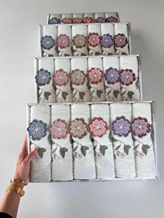 MYSOFT 6'LI 50X90 3D NAKIŞLI HAVLU - MENEKŞE