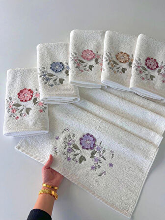 MYSOFT 6'LI 50X90 3D NAKIŞLI HAVLU - MENEKŞE