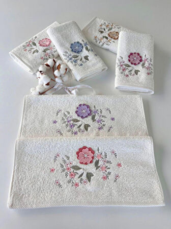 MYSOFT 6'LI 50X90 3D NAKIŞLI HAVLU - MENEKŞE