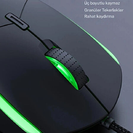 Monozone Arkadan Aydınlatmalı 3200DPI Usb Oyun Faresi Kablolu E-Spor RGB’li Renkli Programlanabilir