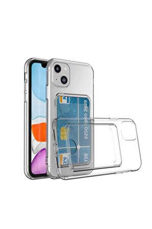 Apple Iphone 14 Plus Ile Uyumlu Kılıf Kartlıklı Kartvizitli Şeffaf Telefon Kılıfı Kapak