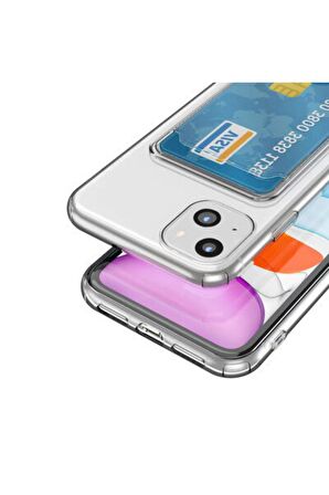 Apple Iphone 14 Plus Ile Uyumlu Kılıf Kartlıklı Kartvizitli Şeffaf Telefon Kılıfı Kapak