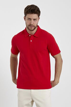 Erkek Basic Polo Yaka Tişört (Regular Fit) Kırmızı