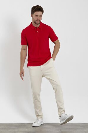 Erkek Basic Polo Yaka Tişört (Regular Fit) Kırmızı