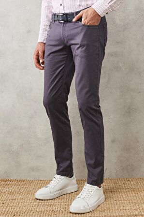 Erkek Füme Slim Fit Dar Kesim 5 Cep Esnek Chino Pantolon