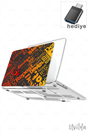 MacBook Pro 14 A3401 A3185 A3112 A2992 A2918 A2779 A2442 uyumlu Kaos-2 Msoft Koruyucu Turuncu Kelime