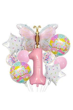 RETRO KELEBEK FOLYO YAŞ BALON SET