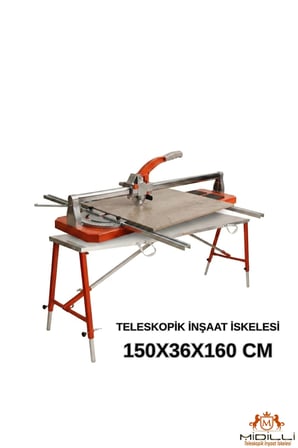 Alüminyum Gövdeli Çelik Ayaklı Teleskopik Katlanır İnşaat İskelesi - 400 Kg Taşıma Kapasitesi 150x36x160cm