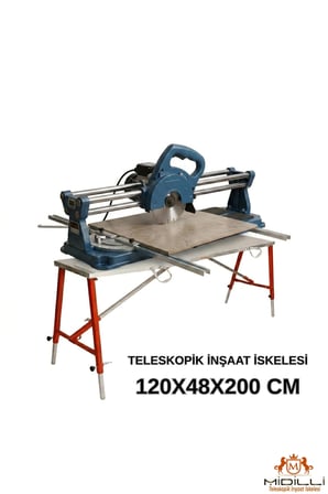 Alüminyum Gövdeli Çelik Ayaklı Teleskopik Katlanır İnşaat İskelesi - 400 Kg Taşıma Kapasitesi 120x48x200cm