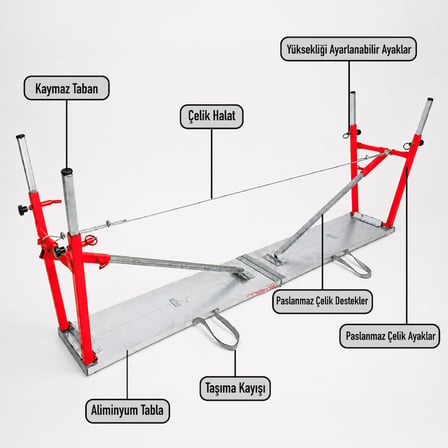 Alüminyum Gövdeli Çelik Ayaklı Teleskopik Katlanır İnşaat İskelesi - 400 Kg Taşıma Kapasitesi 80x24x100cm