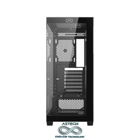 AZTECH AZT09 600W Temper Cam , RGB Switch Siyah 5 x RGB Fan Uzakdan Kumanda Akvaryum Gamin Kasa