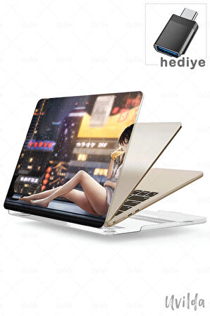 MacBook Pro 13 A2338 A2289 A2251 A2159 A1989 A1708 A1706 uyumlu Japon-21 Baskılı Msoft Çay Kedi ve Kız