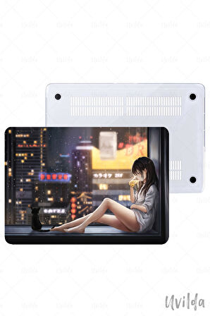MacBook Pro 13 A2338 A2289 A2251 A2159 A1989 A1708 A1706 uyumlu Japon-21 Baskılı Msoft Çay Kedi ve Kız