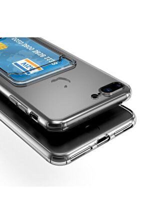 Apple Iphone Se 2022 Ile Uyumlu Kılıf Kartlıklı Kartvizitli Şeffaf Telefon Kılıfı Kapak