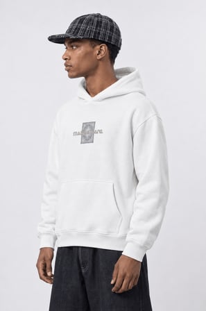 Erkek Sky Patch Detaylı Oversize Hoodie Ekru