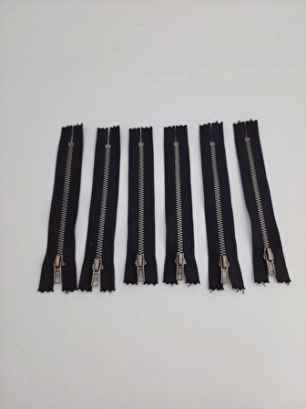 Siyah Metal Fermuar 13 CM Paket İçeriği 6 Adet - TP2