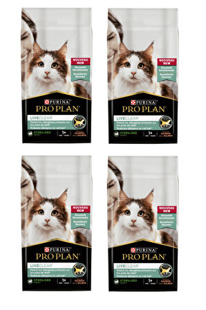 Proplan Liveclear Sterilised Somonlu Kısırlaştırılmış Kedi Maması 1,4 Kg. X 4 Adet