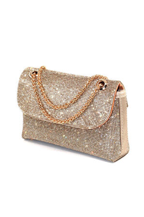 Taşlı gold abiye çanta. Kadın gold abiye taşlı çanta. Düğün mezuniyet portföy clutch davet çantası
