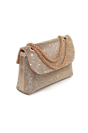 Taşlı gold abiye çanta. Kadın gold abiye taşlı çanta. Düğün mezuniyet portföy clutch davet çantası