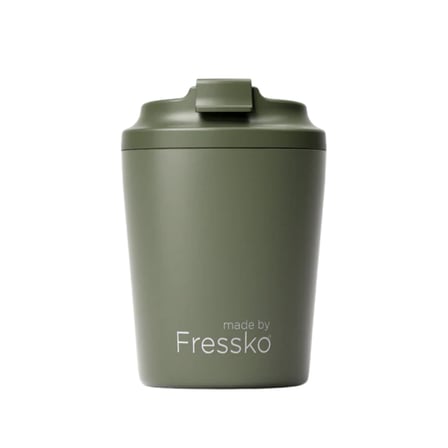 Made By Fressko Piccolo Seramik Ve Çelik Yalıtımlı Tekrar Kullanılabilir Kahve Bardağı Sip Mug 118 Ml Haki