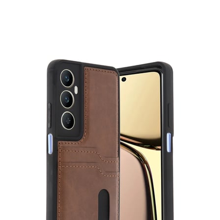 Realme C65 Sara Kartvizitli Deri Kılıf - Taba