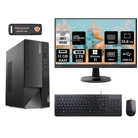 Lenovo ThinkCentre Neo 50T i7 13700 12GB 2TB SSD RX550/4GB W11P 12JD0008TR MASAÜSTÜ PC & 23.8" MONİTÖR