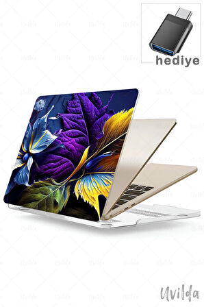 MacBook Pro 13 A2338 A2289 A2251 A2159 A1989 A1708 A1706 uyumlu Derin 1 Msoft Darbe Emici Çiçekler Mor