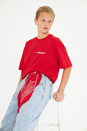 Los Angeles Baskılı %100 Pamuk Oversize Beyaz Unisex Çocuk Tişört