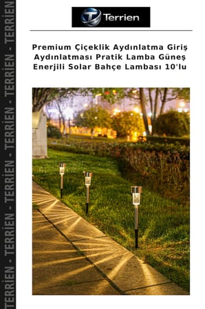 Premium Çiçeklik Aydınlatma Giriş Aydınlatması Pratik Lamba Güneş Enerjili Solar Bahçe Lambası 10'lu