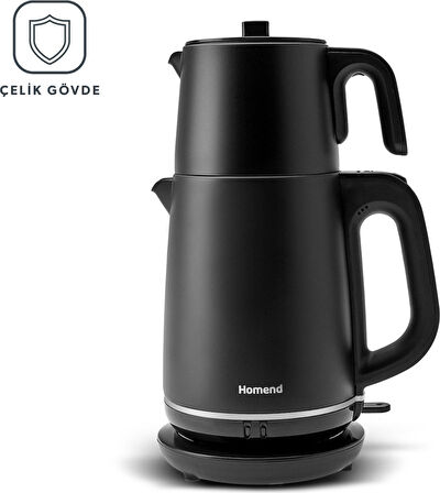 Homend Royaltea 1727H Mat Siyah Paslanmaz Çelik Çay Makinesi