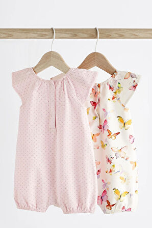 Next Baby %100 Organik Pamuklu Kelebek İşlemeli 2’li Romper Set ALY00912