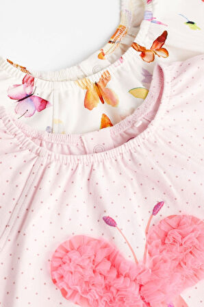 Next Baby %100 Organik Pamuklu Kelebek İşlemeli 2’li Romper Set ALY00912
