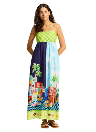 Seafolly Çok Renkli Kadın Uzun Plaj Elbisesi 55439-DR