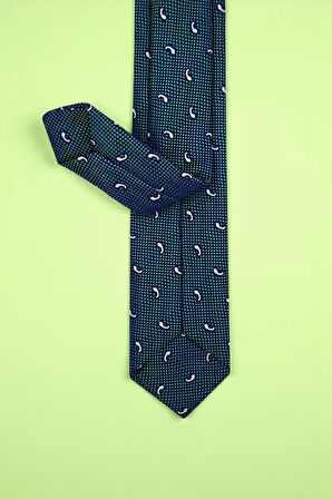 Slim Damla Desen Yeşil Kravat & Mendil