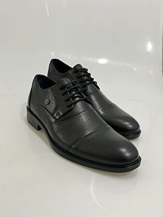 2805 Siyah Kauçuk Taban Baskı Detaylı Erkek Klasik Ayakkabı