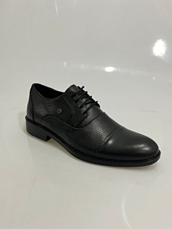 2805 Siyah Kauçuk Taban Baskı Detaylı Erkek Klasik Ayakkabı