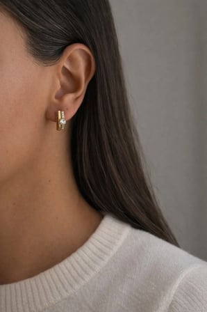 Çelik Rose Gold Taşlı Karima Küpe -kararma Apmaz-