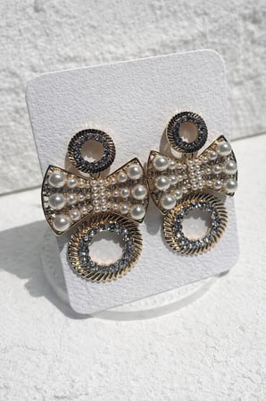 Incili Gold Kaplama Fashion Küpe -çivi Kısmı Gümüş-