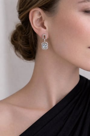 Çelik Rose Gold Metal Kristal Taş Modest Küpe -kararma Yapmaz-
