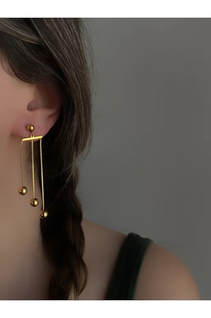 Çelik Gold Beyaz Mineli Mers Model Enna Küpe -kararma yapmaz Altın Tek Ebat Çelik