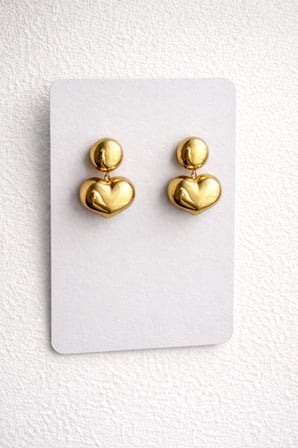 Çelik Gold Vintage Bold Model Kalpli Skyla Küpe -kararma Yapmaz-