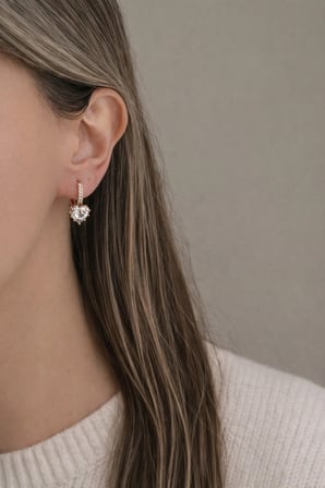 Çelik Rose Gold Taşlı Kalp Loveseption Küpe -kararma Yapmaz-