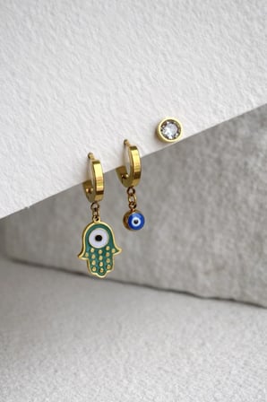 Çelik Gold Mineli Etnik 3lü Emma Kombin Küpe -kararma yapmaz-