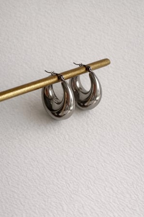 Çelik Silver Vintage Tombik Oval Model Alice Küpe -kararma Yapmaz-