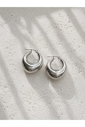Çelik Silver Vintage Tombik Oval Model Alice Küpe -kararma Yapmaz-