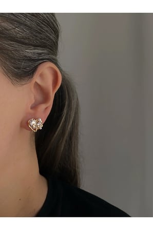 Çelik Rose Gold Kristal Taşlı Kalp Wishes Küpe -kararma Yapmaz-