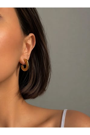Çelik Gold Vintage Model Basic Koza Küpe -kararma Yapmaz-