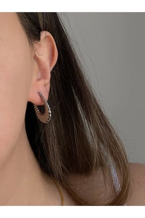 Çelik Silver Vintage Oval Midye Model Gloria Küpe -kararma Yapmaz-