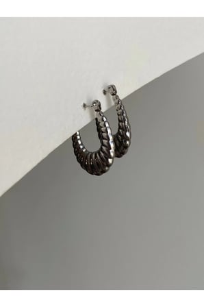 Çelik Silver Vintage Oval Midye Model Gloria Küpe -kararma Yapmaz-