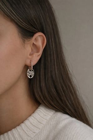 Çelik Gold & Silver Taşlı Mers Model Kisses Küpe -kararma Yapmaz-